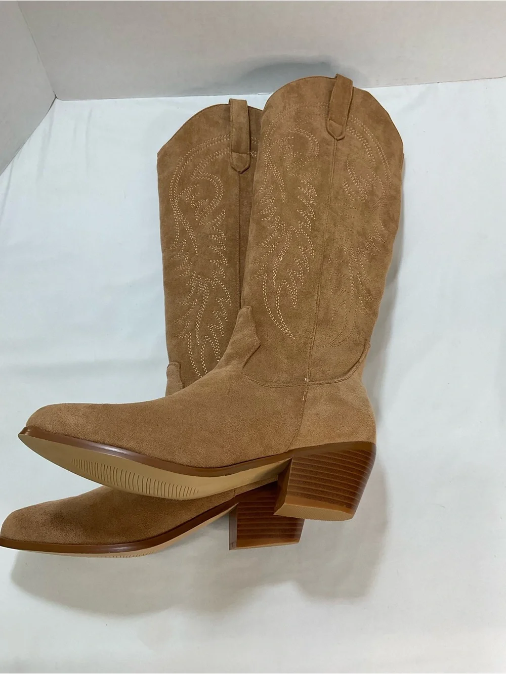 Over-the-Knee Suede Boots in Tan - Women's Fashion Knee High